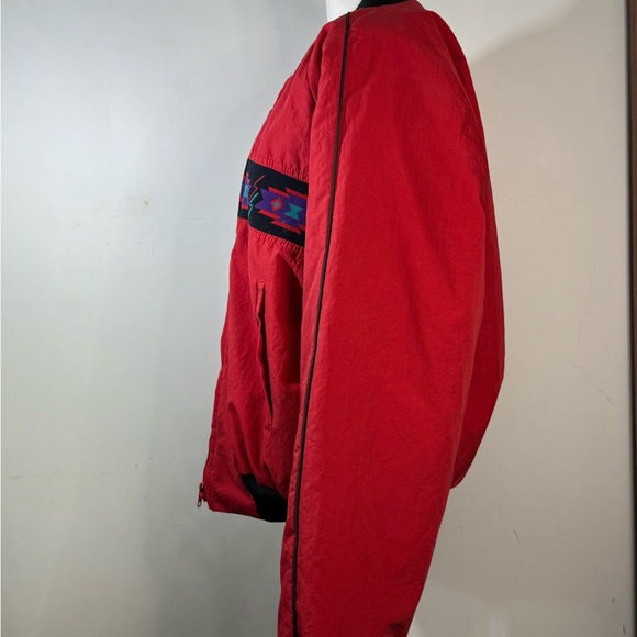 Vintage Red Bomber Jacket with Tribal Pattern - Picture 2 of 3